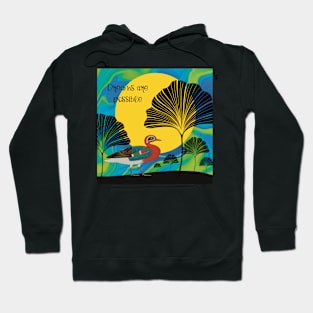 Exotic bird in surrealistic landscape, dreams are possible Hoodie